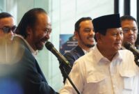 Presiden terpilih dalam Pemilu 2024 Prabowo Subianto Bersama Ketua Umum Partai Nasdem, Surya Paloh. (Facebook.com/@Partai Nasdem)

